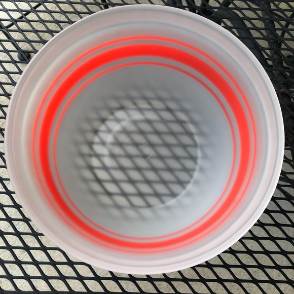 Anchor Hocking Red Stripe Frosted 2.5 Qt Mixing Bowl Vintage - Picture 5 of 6